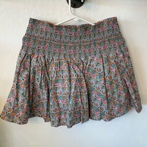 J. Crew Pink and Blue Smocked Mini Skirt